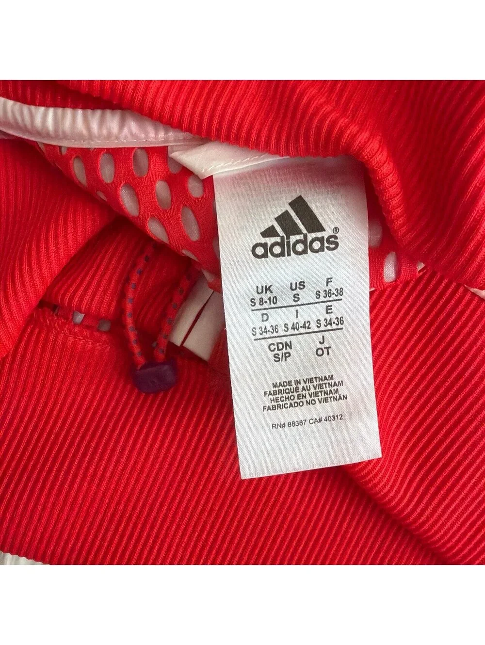 Rare Adidas ADIGILD White Orange Mesh Open Back Track Jacket  size  S